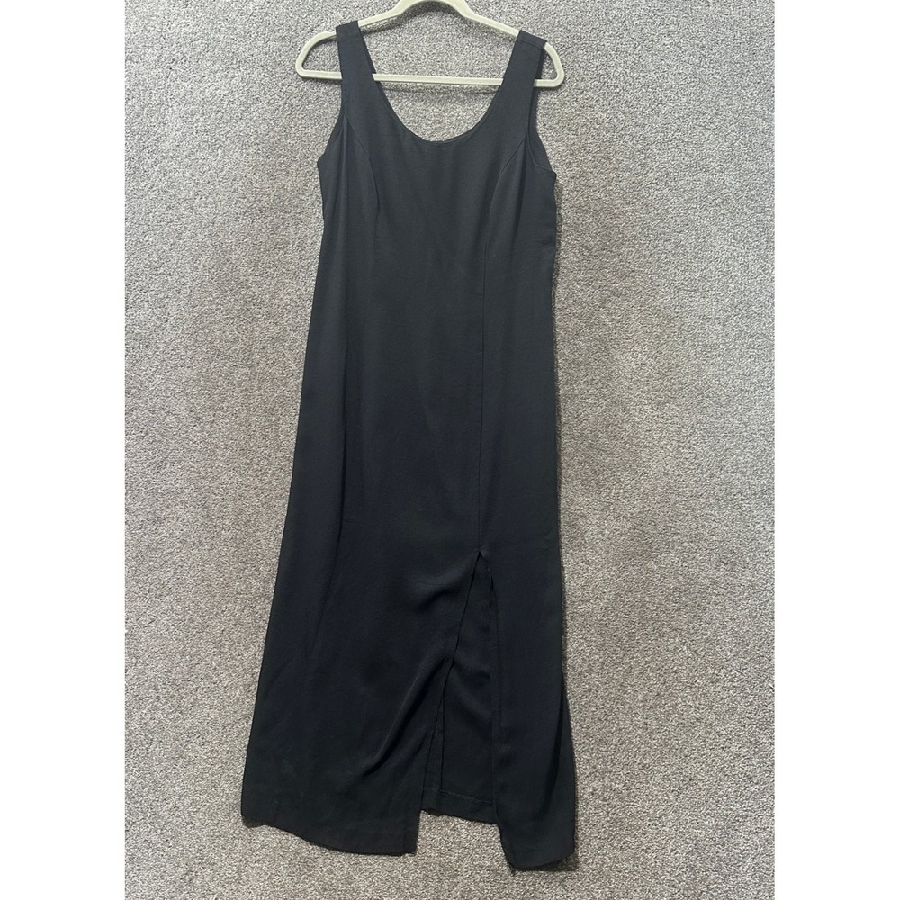 VTG 90s Sheri Martin New York Black Sleeveless Maxi Dress Front Slit Size 12
